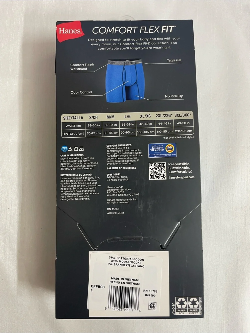 Hanes Men's 3-Pack Boxer Briefs - Black,  Blue & Turquoise Size S
